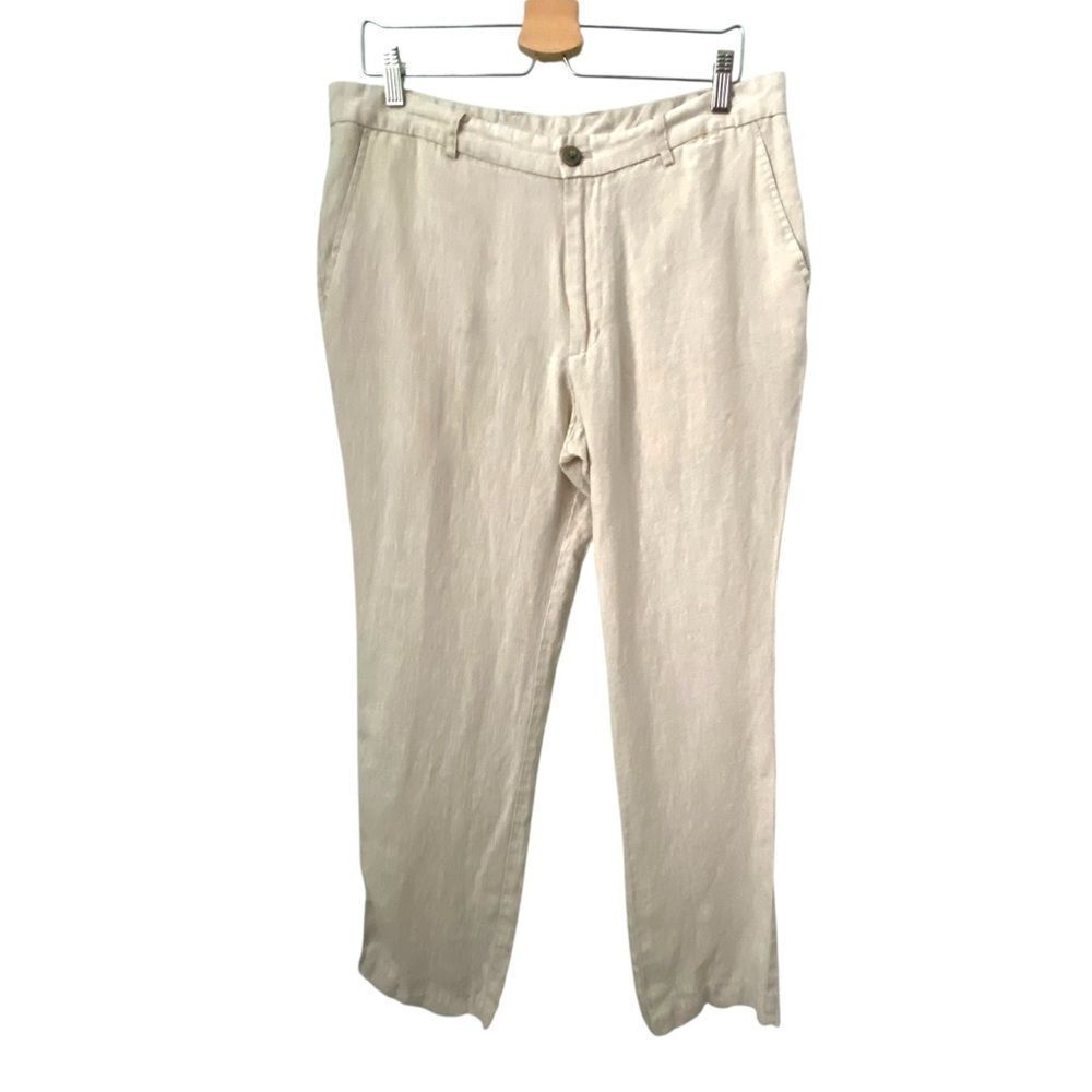 Tasso Elba 100% Linen Cream Pants in Size 34W 32L